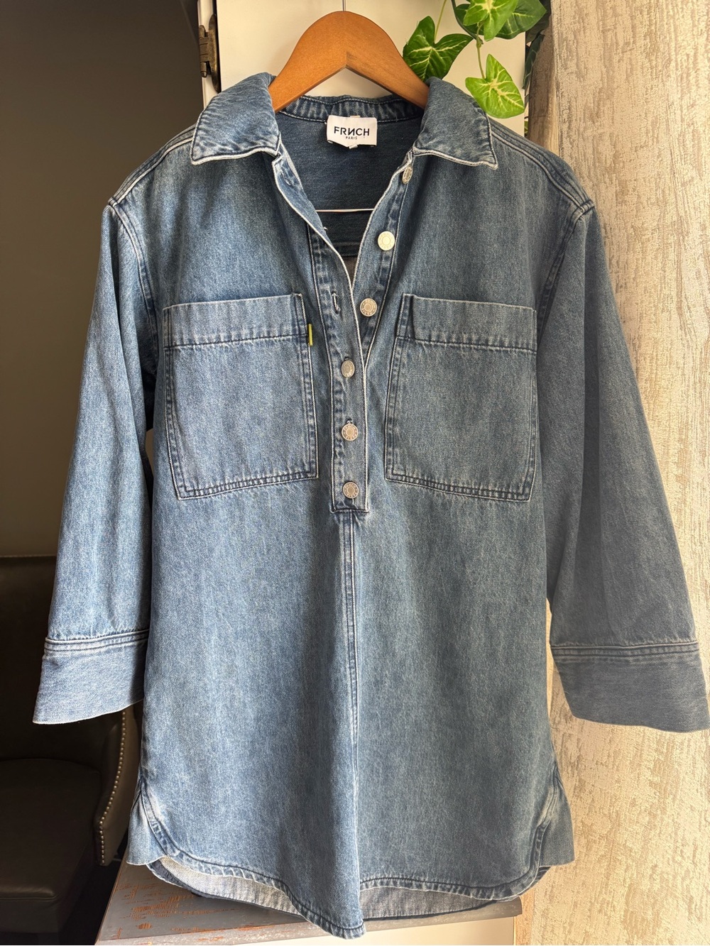 FRNCH Washed Denim Tunic Dress